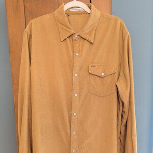 Criquet Corduroy Western Shirt – Camel/Gold/Brown, Pearl Snaps, Size Large